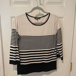 Cable & Gauge Black and Cream Striped Long Sleeve Top